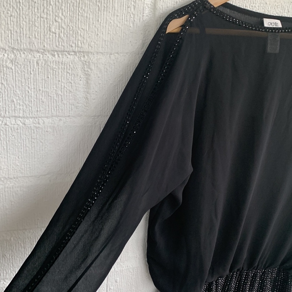 Cache Sequins Embellished Sheer Elegant Black Eve… - image 7